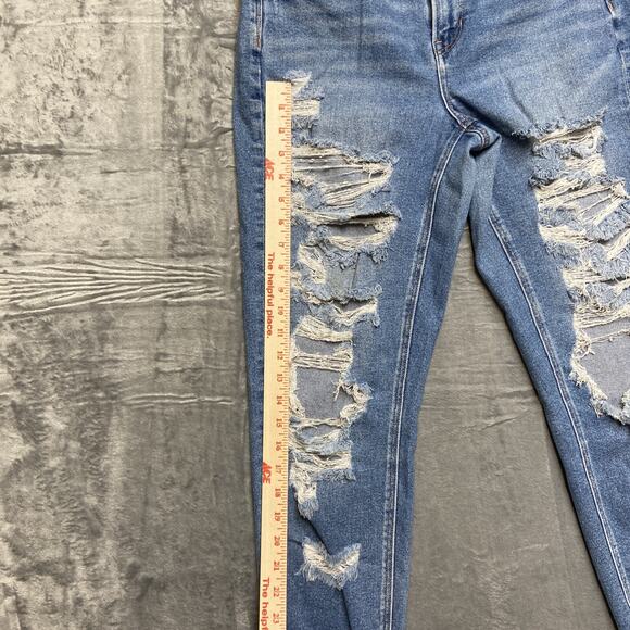American Eagle Stretch Distressed Mom Jeans Women's Size 8R Blue - Picture 7 of 13